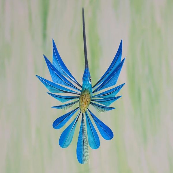 Alternate image for Blue Hummingbird Alebrije Hanging Sculpture from Mexico Blue Hummingbird