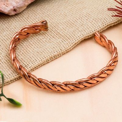 Alternate image for Handcrafted Braided Copper Cuff Bracelet from Mexico Brilliant Bond