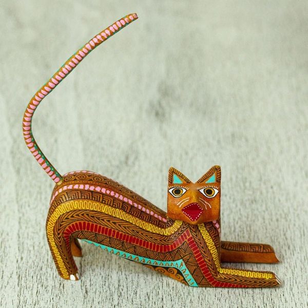 Alternate image for Cat Alebrije Figurine from Mexico Relaxed Cat