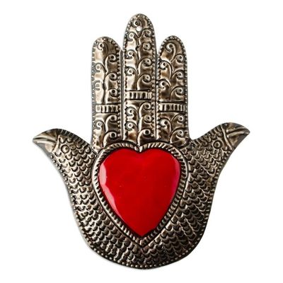 Alternate image for Artisan Crafted Metal Wall Accent from Mexico Hand of Fatima