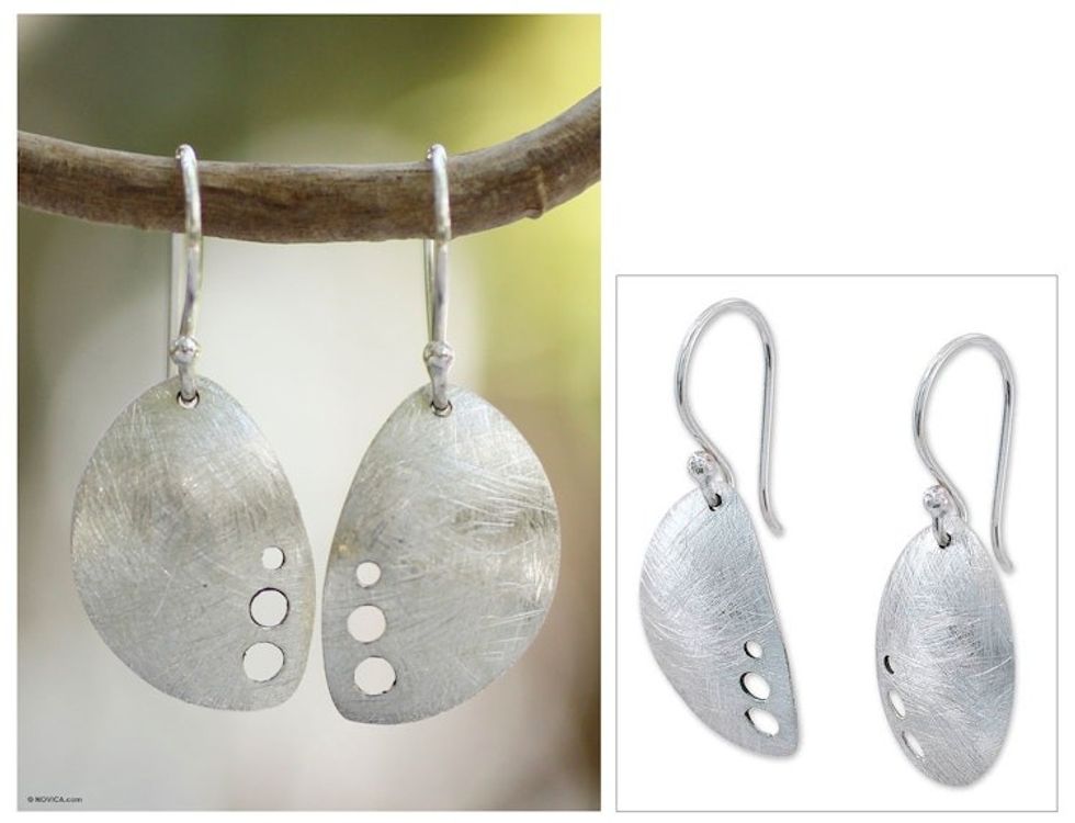 Artisan Crafted Women's Fine Silver Earrings 'Forest Sigh'