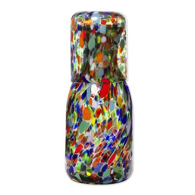 Alternate image for Carafe and Glass in Handblown Glass Pair Jubilant Color