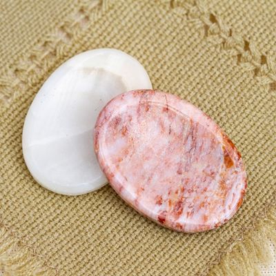 Alternate image for Set of 2 Oval Reclaimed Marble Stress-Relieving Stones Celestial Illusion