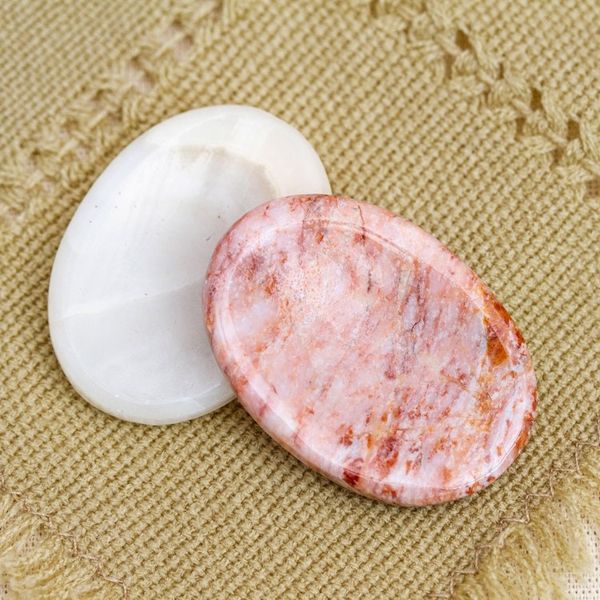 Alternate image for Set of 2 Oval Reclaimed Marble Stress-Relieving Stones Celestial Illusion