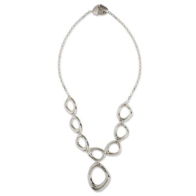 Alternate image for Taxco Sterling Silver Modern Free Form Necklace from Mexico Bold Curves