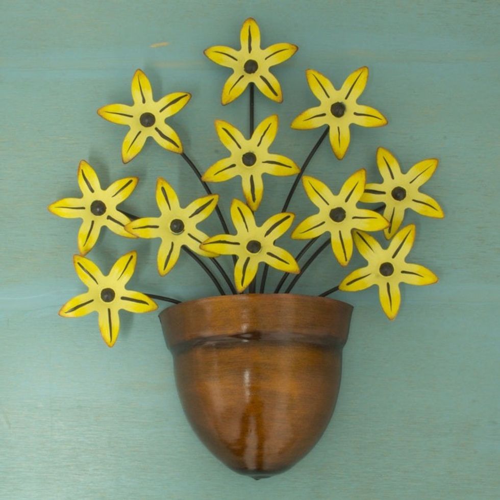 Yellow Flower Iron Wall Sculpture Crafted by Hand 'Black-Eyed Susan'