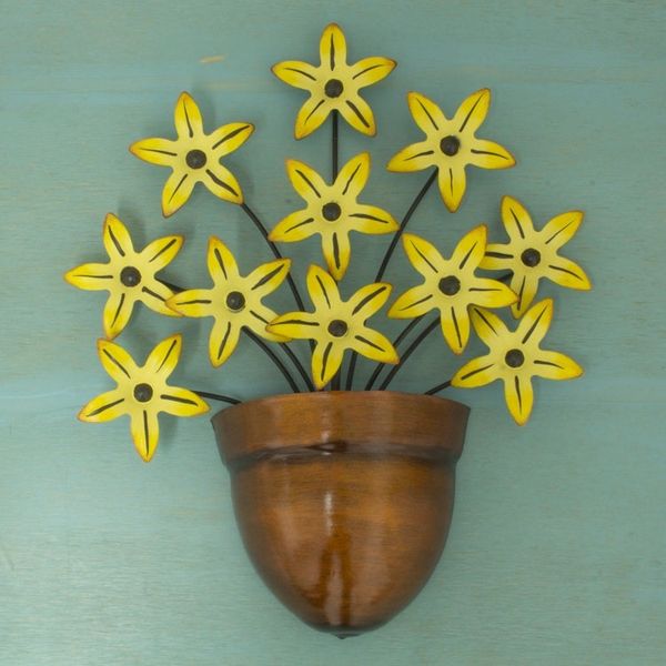 Alternate image for Yellow Flower Iron Wall Sculpture Crafted by Hand Black-Eyed Susan