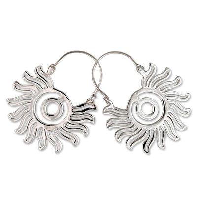 Alternate image for Sterling silver hoop earrings Aztec Sun