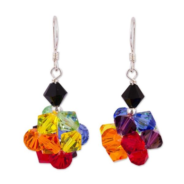 Alternate image for Multicolored Swarovski Crystal Dangle Earrings Colors of Pride