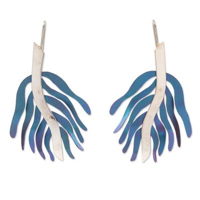 Alternate image for Handcrafted Titanium Drop Earrings in Green from Mexico Green Coral