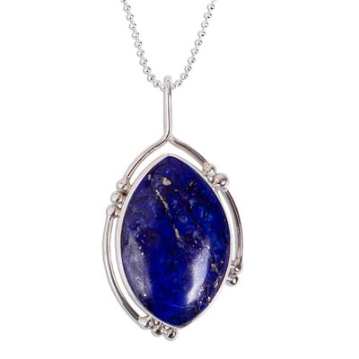 Alternate image for Lapis Lazuli and Taxco Silver Pendant Necklace from Mexico Wintry Eye