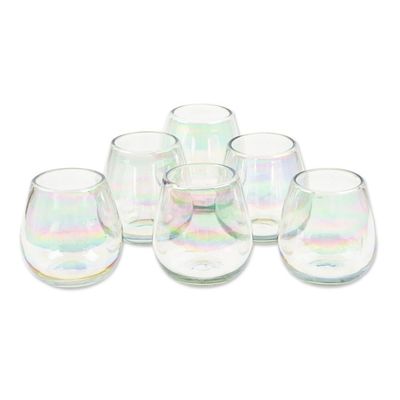 Alternate image for Set of 6 Clear Handblown Stemless Wine Glasses from Mexico Ethereal Freshness