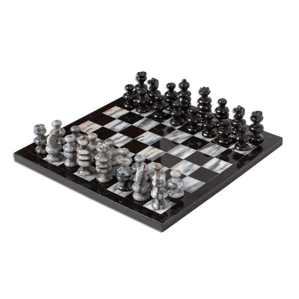 Alternate image for 11 Inch Hand Carved Marble Chess Set Mexico Sophisticate
