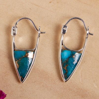 Alternate image for Taxco Composite Turquoise Hoop Earrings from Mexico Taxco Enchantment