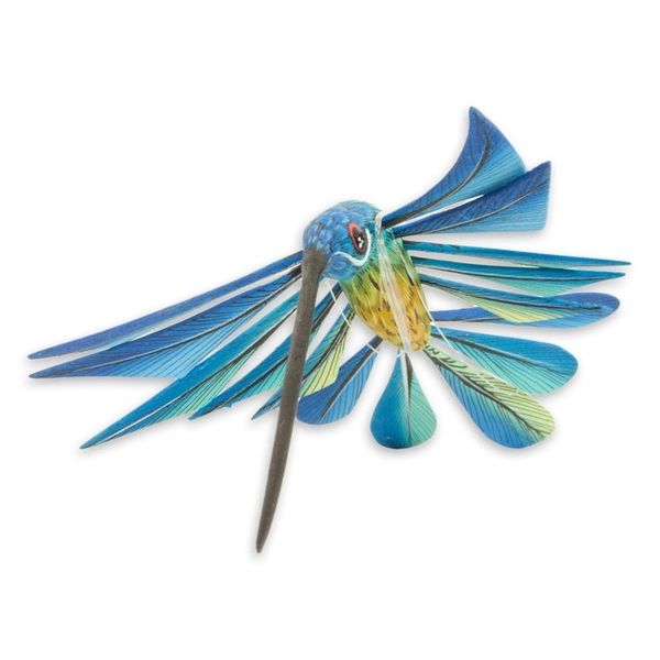 Alternate image for Blue Hummingbird Alebrije Hanging Sculpture from Mexico Blue Hummingbird
