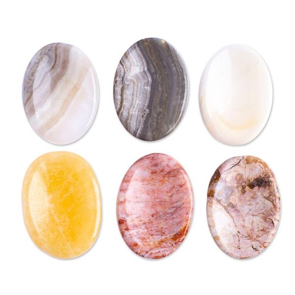Alternate image for Set of 2 Oval Reclaimed Marble Stress-Relieving Stones Celestial Illusion