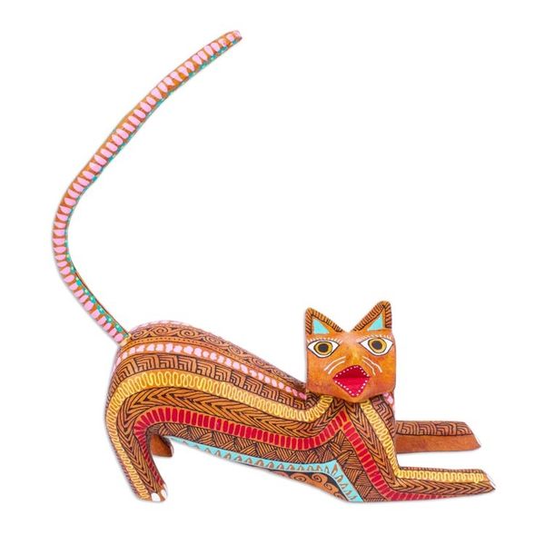 Alternate image for Cat Alebrije Figurine from Mexico Relaxed Cat