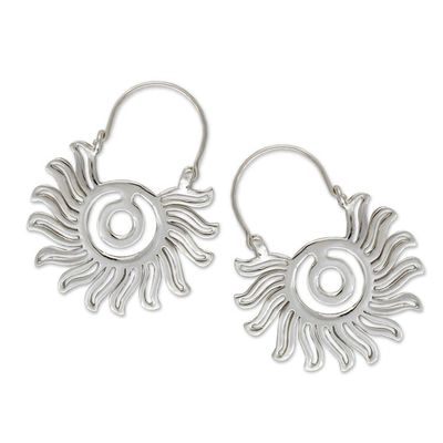Alternate image for Sterling silver hoop earrings Aztec Sun