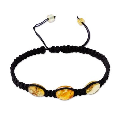 Alternate image for Braided Nylon Bracelet with Mexican Amber in Black Amber Night