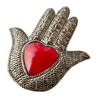 Alternate image for Artisan Crafted Metal Wall Accent from Mexico Hand of Fatima