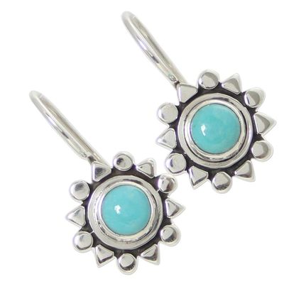 Alternate image for Fair Trade Sterling Silver Natural Turquoise Earrings Aztec Star