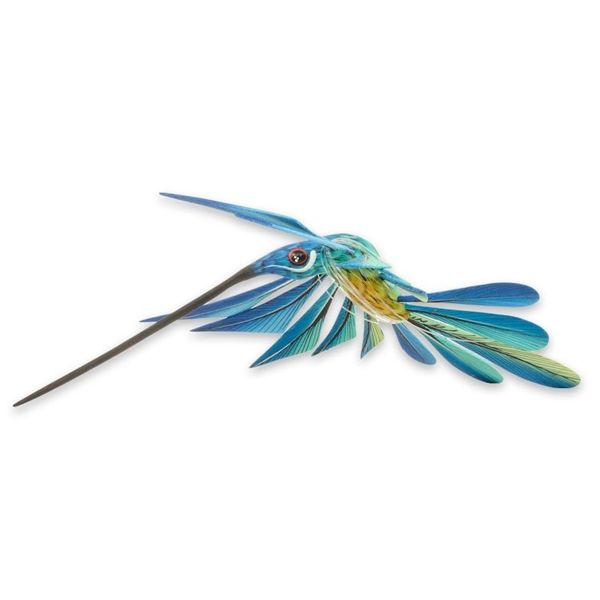 Alternate image for Blue Hummingbird Alebrije Hanging Sculpture from Mexico Blue Hummingbird