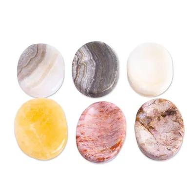 Alternate image for Set of 2 Oval Reclaimed Marble Stress-Relieving Stones Celestial Illusion