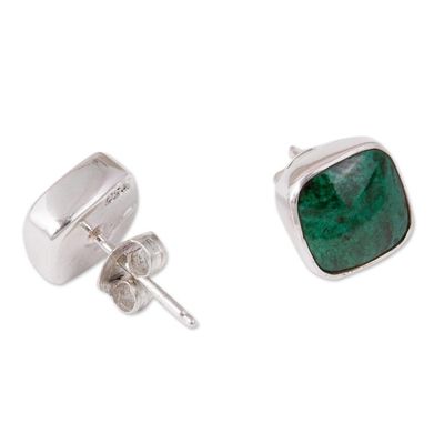 Alternate image for Square Chrysocolla Stud Earrings from Mexico Square Bucklers