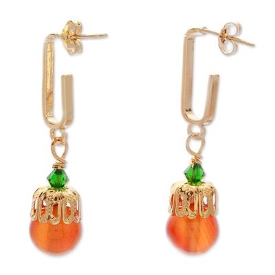 Alternate image for Gold-Plated Carnelian and Swarovski Crystal Dangle Earrings Evening Splendor