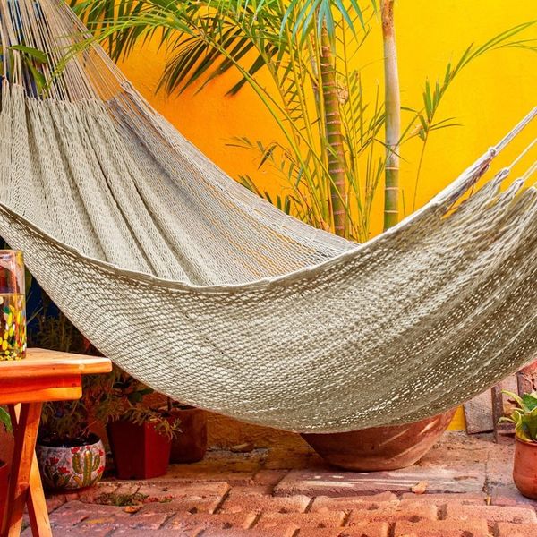 Alternate image for Handmade Cotton Hammock in Grey Triple Uxmal Grey