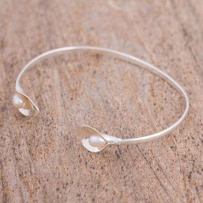 Alternate image for Handcrafted Cultured Pearl Cuff Bracelet from Mexico Purity and Elegance