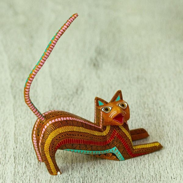 Alternate image for Cat Alebrije Figurine from Mexico Relaxed Cat