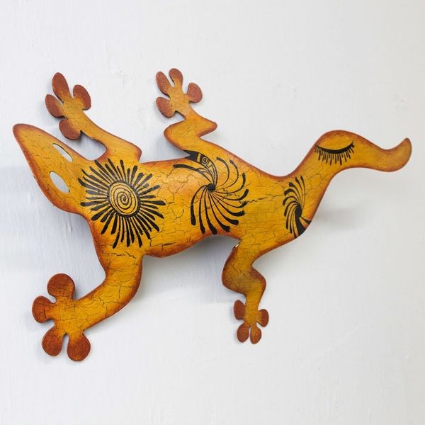 Alternate image for Unique Steel Orange Lizard Wall Art Cave Art Gecko