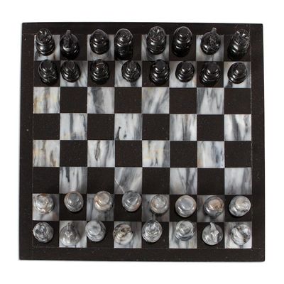 Alternate image for 11 Inch Hand Carved Marble Chess Set Mexico Sophisticate