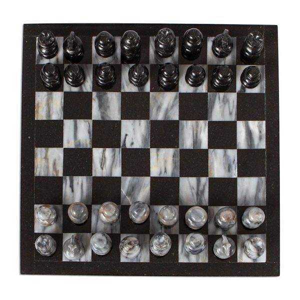 Alternate image for 11 Inch Hand Carved Marble Chess Set Mexico Sophisticate