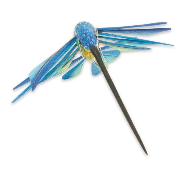 Alternate image for Blue Hummingbird Alebrije Hanging Sculpture from Mexico Blue Hummingbird