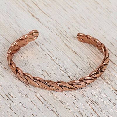 Alternate image for Handcrafted Braided Copper Cuff Bracelet from Mexico Brilliant Bond