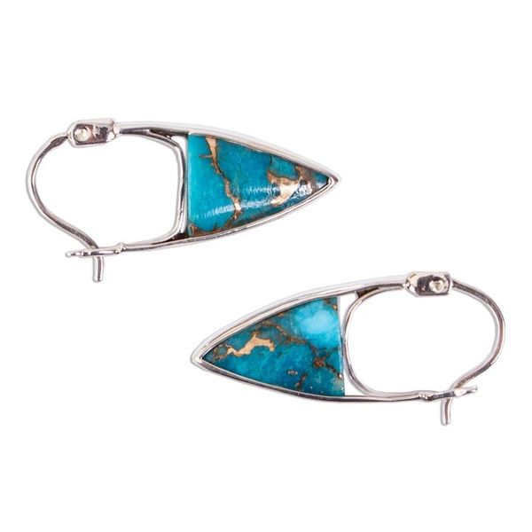 Alternate image for Taxco Composite Turquoise Hoop Earrings from Mexico Taxco Enchantment