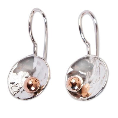 Alternate image for Abstract Taxco Sterling Silver and Copper Drop Earrings Celestial Center