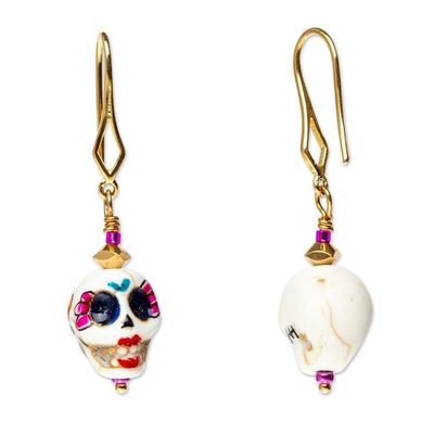 Alternate image for Handmade Day of The Dead 14k Gold-Accented Dangle Earrings To Eternity
