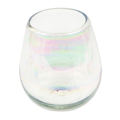Alternate image for Set of 6 Clear Handblown Stemless Wine Glasses from Mexico Ethereal Freshness