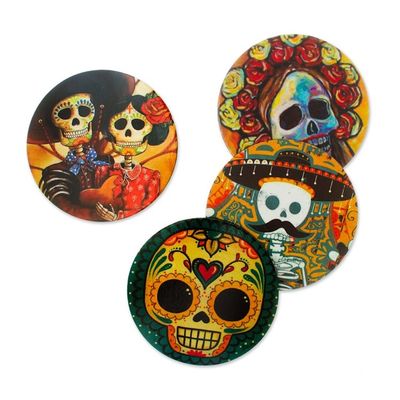 Alternate image for Day of the Dead Theme Decoupage Coasters Set of 4 Day of the Dead in Mexico