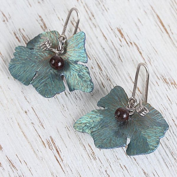 Alternate image for Leaf Motif Agate Dangle Earrings from Mexico Vine