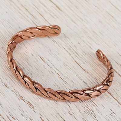 Alternate image for Handcrafted Braided Copper Cuff Bracelet from Mexico Brilliant Bond