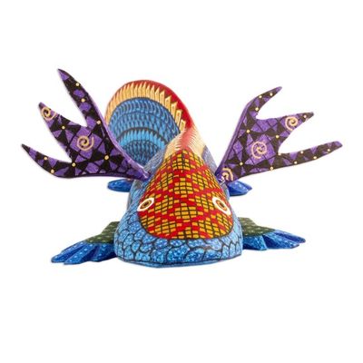 Alternate image for Handmade Copal Wood Axolotl Alebrije Sculpture from Mexico Blue Axolotl