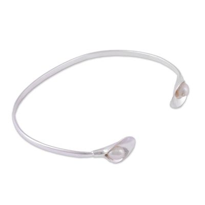 Alternate image for Handcrafted Cultured Pearl Cuff Bracelet from Mexico Purity and Elegance