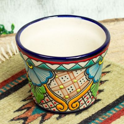 Alternate image for Talavera-Style Ceramic Flower Pot Country Garden