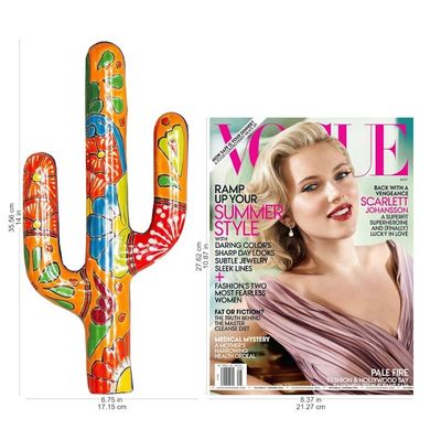 Alternate image for Hand-Painted Cactus Talavera-Style Ceramic Wall Sculpture Talavera Saguaro