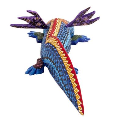 Alternate image for Handmade Copal Wood Axolotl Alebrije Sculpture from Mexico Blue Axolotl