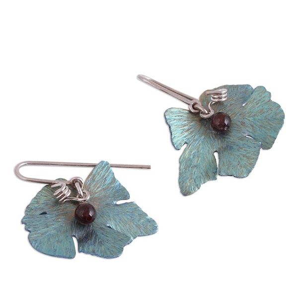 Alternate image for Leaf Motif Agate Dangle Earrings from Mexico Vine